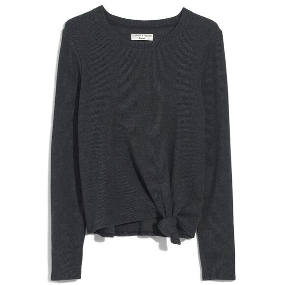 MADEWELL Elwood Knot Front Top Sweater in Gray Size Small - Picture 1 of 7